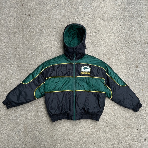 Vintage Green Packer Packers Reversible & Removable Hood Jacket - Picture 4 of 7